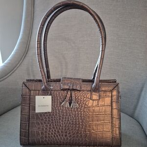Liz Claiborne Bronze Croc-Embossed Satchel